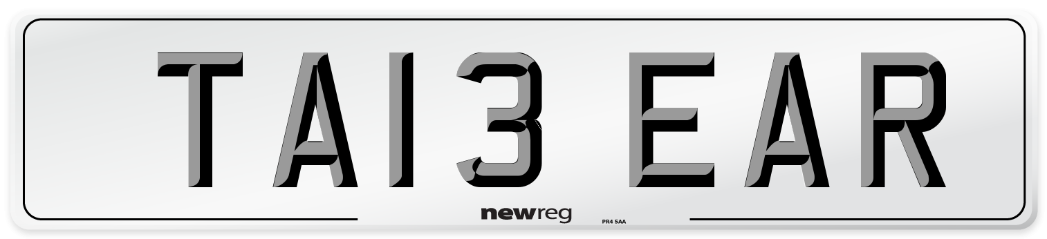 TA13 EAR Number Plate from New Reg